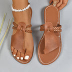 Women's Solid Color Woven Simple Daily Beach Slippers