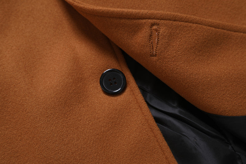 A Solid-color, Form-fitting Woolen Coat For Middle-aged And Young Men In Autumn