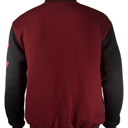 Mens Casual Letter Print Color Block Varsity Jacket