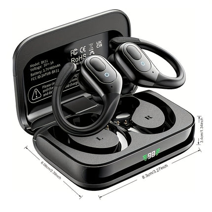 Wireless Sports Earbuds LED Display Deep Bass 75H Playback