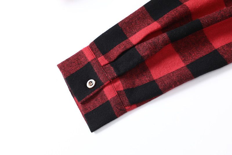 A Long-sleeved Pocket Checked Shirt With A Lapel For Young Men In Autumn And