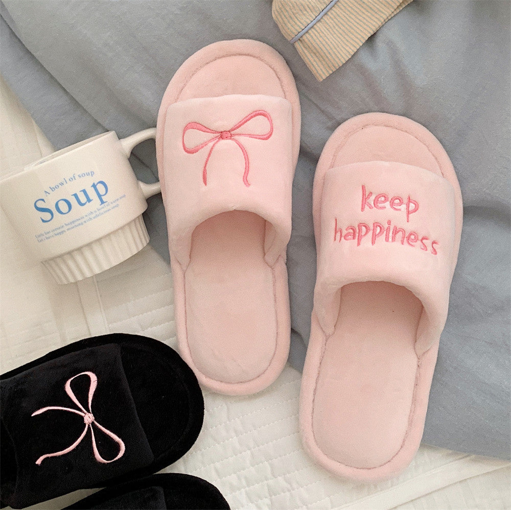 New Creative English Letters Ins Style Word Soft Flat Bottom Ladies Cotton Slippers