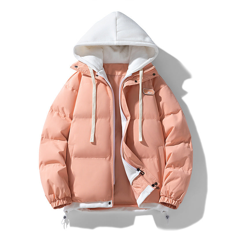 Fake Two-piece Cotton-padded Coat Thickened Hooded Warm Jacket