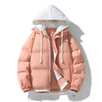 Fake Two-piece Cotton-padded Coat Thickened Hooded Warm Jacket