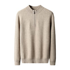 Men's Half-high Collar Loose Half Zipper Solid Color Pullover Sweater