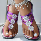 Floral Pattern Flip-Flops Comfortable Casual Summer Beach Slippers - Anklet Not Included