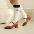 Preppy Style Round Toe Buckle Mid Heel Plus Size Women's Shoes