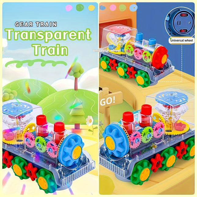 Transparent Toy Train With 360 Rotation And Musical Lights