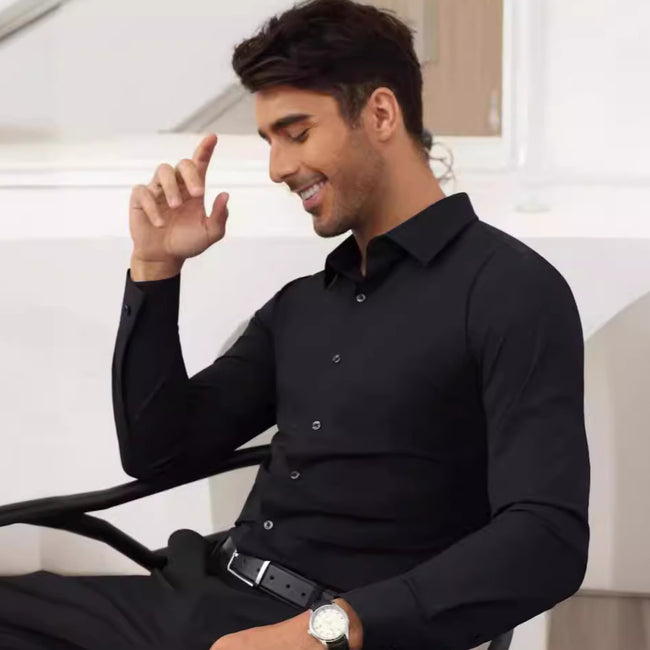 Full Elastic Force Shirt Men's Clothing Long Sleeve Shirt Hover Image