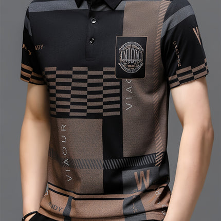 Men's Short Sleeve Polo Geometric Pattern Vacation Print
