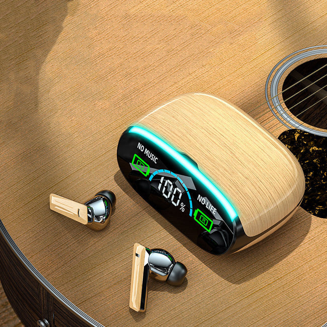 Wood Grain Wireless Sports In-ear Noise-canceling Low-latency Bluetooth Headphones Hover Image