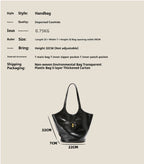 Niche Premium Black Large Capacity Leather One-shoulder Bucket Bag