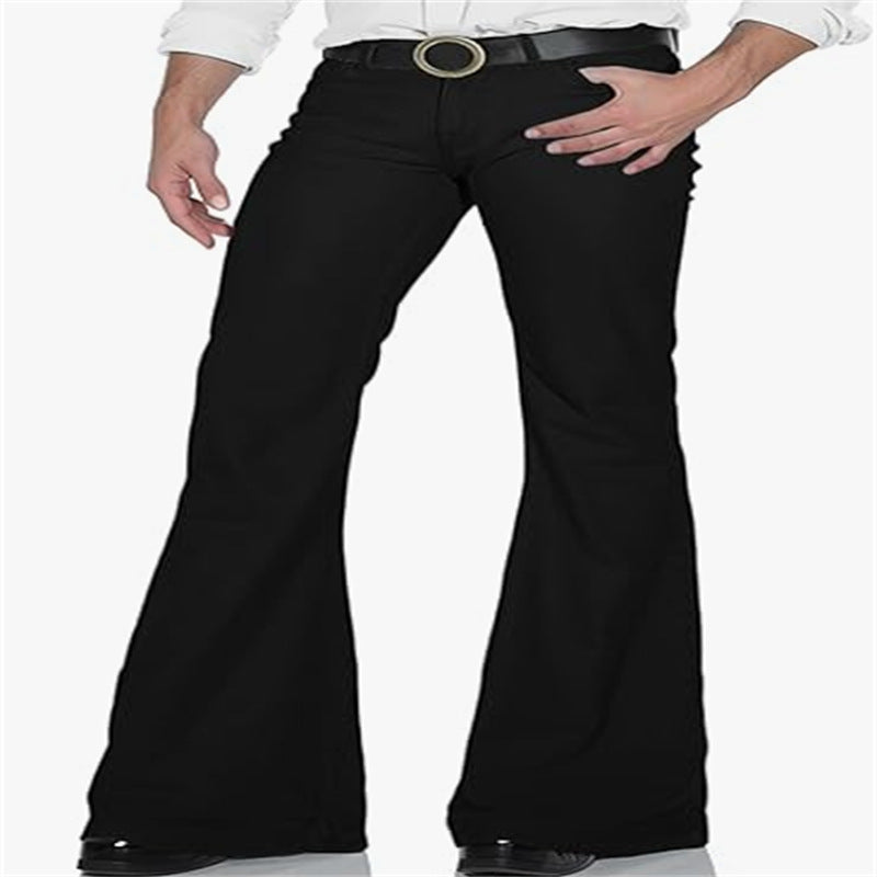 Solid Color Daily Casual Stretch Slim Retro Bell-bottom Pants