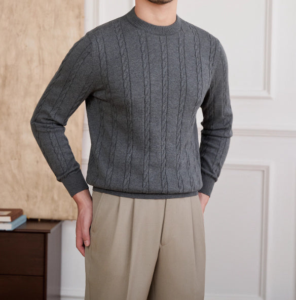 Cotton Round Neck Long Sleeves Bottoming Sweater