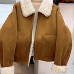 Autumn And Winter New Warm Thickened Imitation Lamb Wool Deerskin Velvet Leather Jacket