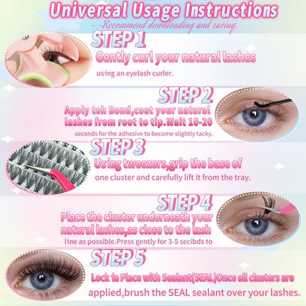 Lashes Clusters Kit 6 Style Mixed Natural Look Extensions