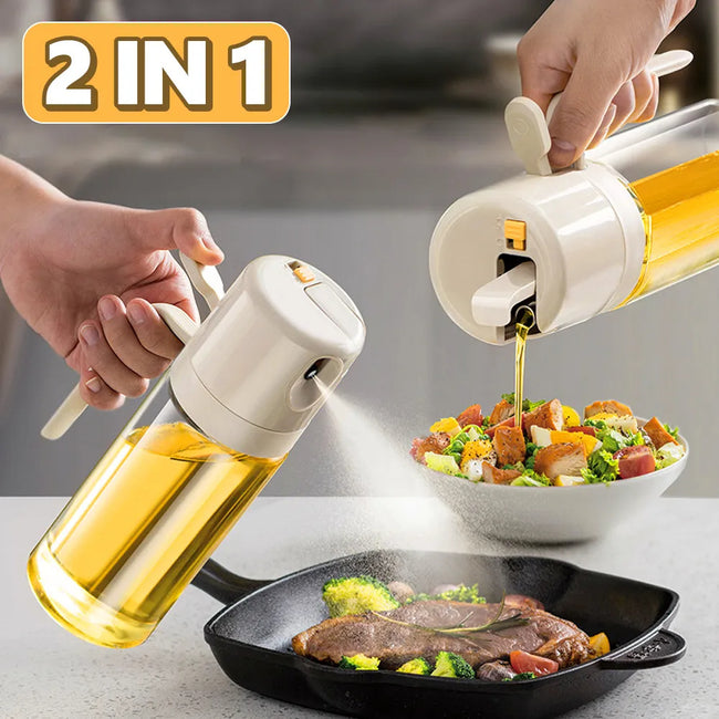 2 In 1 Oil Sprayer Bottle BBQ Cooking Oil Dispenser Olive Oil Pourers Sprayer Kitchen Baking Oil Mister Vinegar Bottle Hover Image