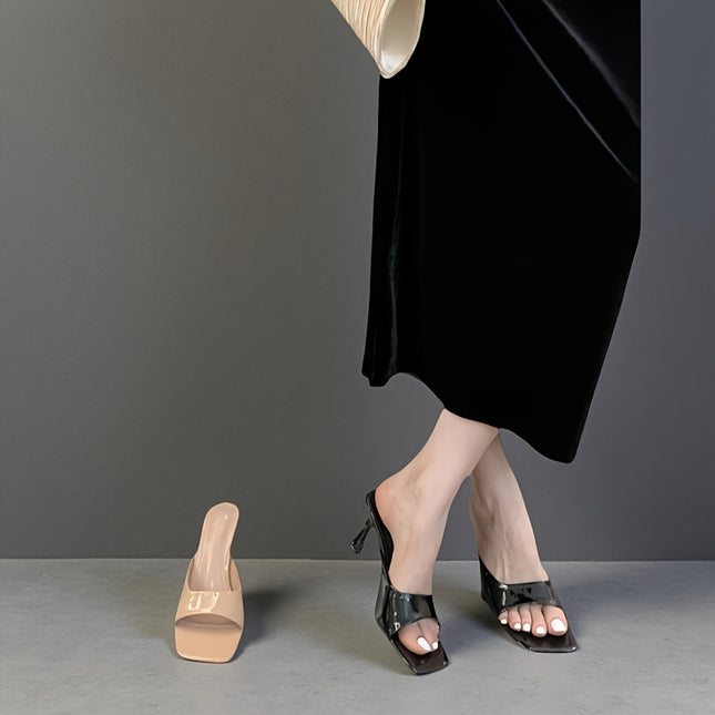 Women's Slip On Stiletto High Heel Sandals Open Toe Cushion
