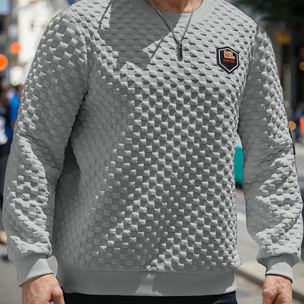 Men's Solid Color Long Sleeve Sweatshirt Chest Logo Patch