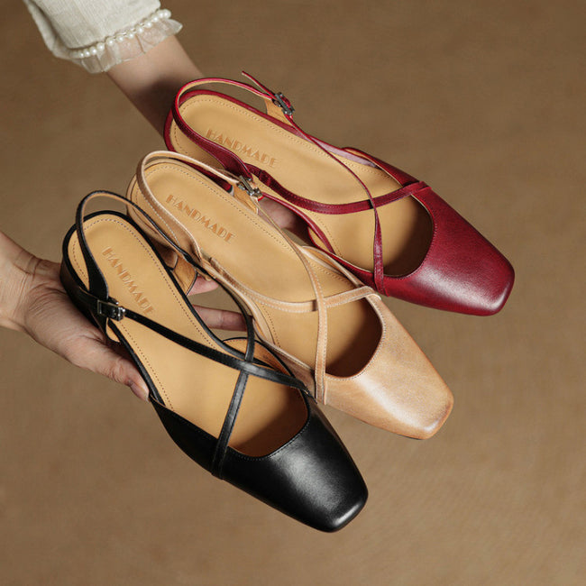 Women's Tendon Soft Bottom Mid Heel Sandals Closed Toe Casual Hover Image