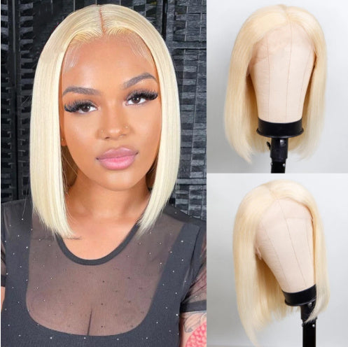 613 Blonde Bob Wig Short Straight Human Hair Wigs For Women Main Image
