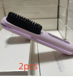 2 In 1 Straight Hair Comb Wireless Hair Straightener Brush Hair Fast Heating Portable Hot Curler USB Charging