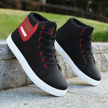 Men's High-Top Skateboarding Sneakers Lace-Up Closure