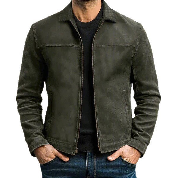 Men's Lapel Casual Trendy Leather Jacket Main Image