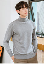 Men's Autumn Winter Sweater Solid Color Turtleneck Pullover