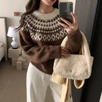 New Round Neck Loose Slimming Christmas Style Knitwear Top