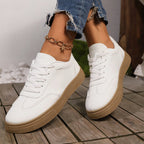 New Casual Fashion Running Women's Korean-style Flat Lace-up White Shoes