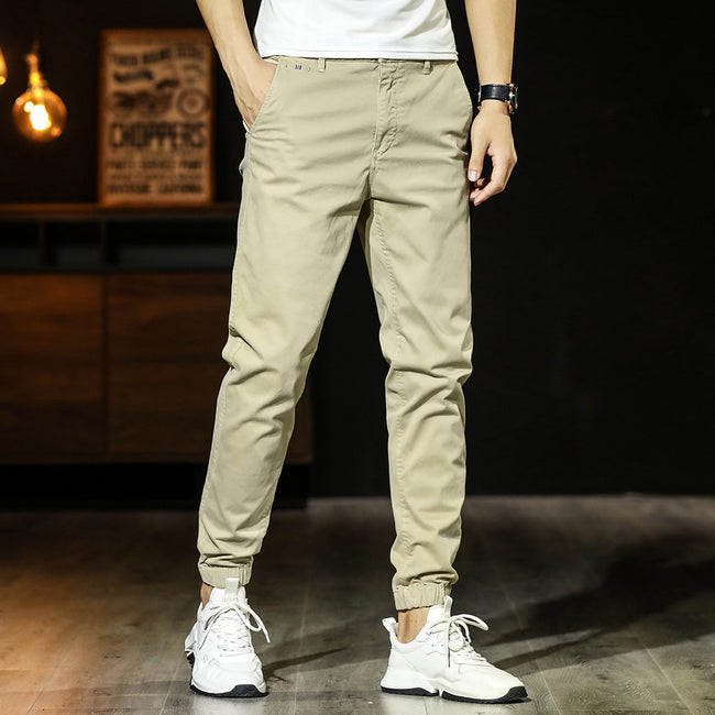 Men's Simplicity Color Versatile Loose Ankle-tied Casual Pants Hover Image