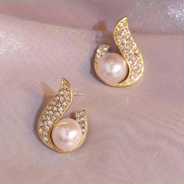 Water Drop Imitation Pearl Earrings For Women Light Luxury