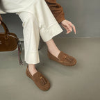 Women's Inner Height Increasing Slip-on Tassel Frosted Lefu Flat Shoes