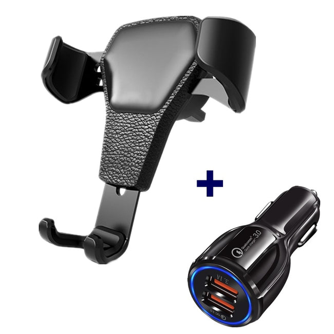 Leather grain gravity mobile phone car holder Hover Image