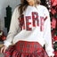 Fashionable Embroidered Side Plaid Pullover Sweater For Women