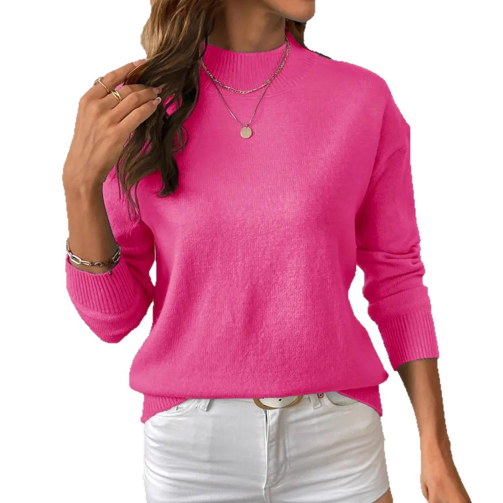 Fashion Solid Color Loose Knitted Pullover Top