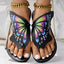 Butterfly Print Round Toe Flip Flops, Comfortable Summer Beach Shoes, Casual Women's Footwear, Perfect For Poolside And Daily Wear