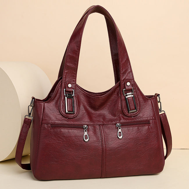 Soft Leather Large Capacity Handbag Fashion Retro Shoulder Main Image
