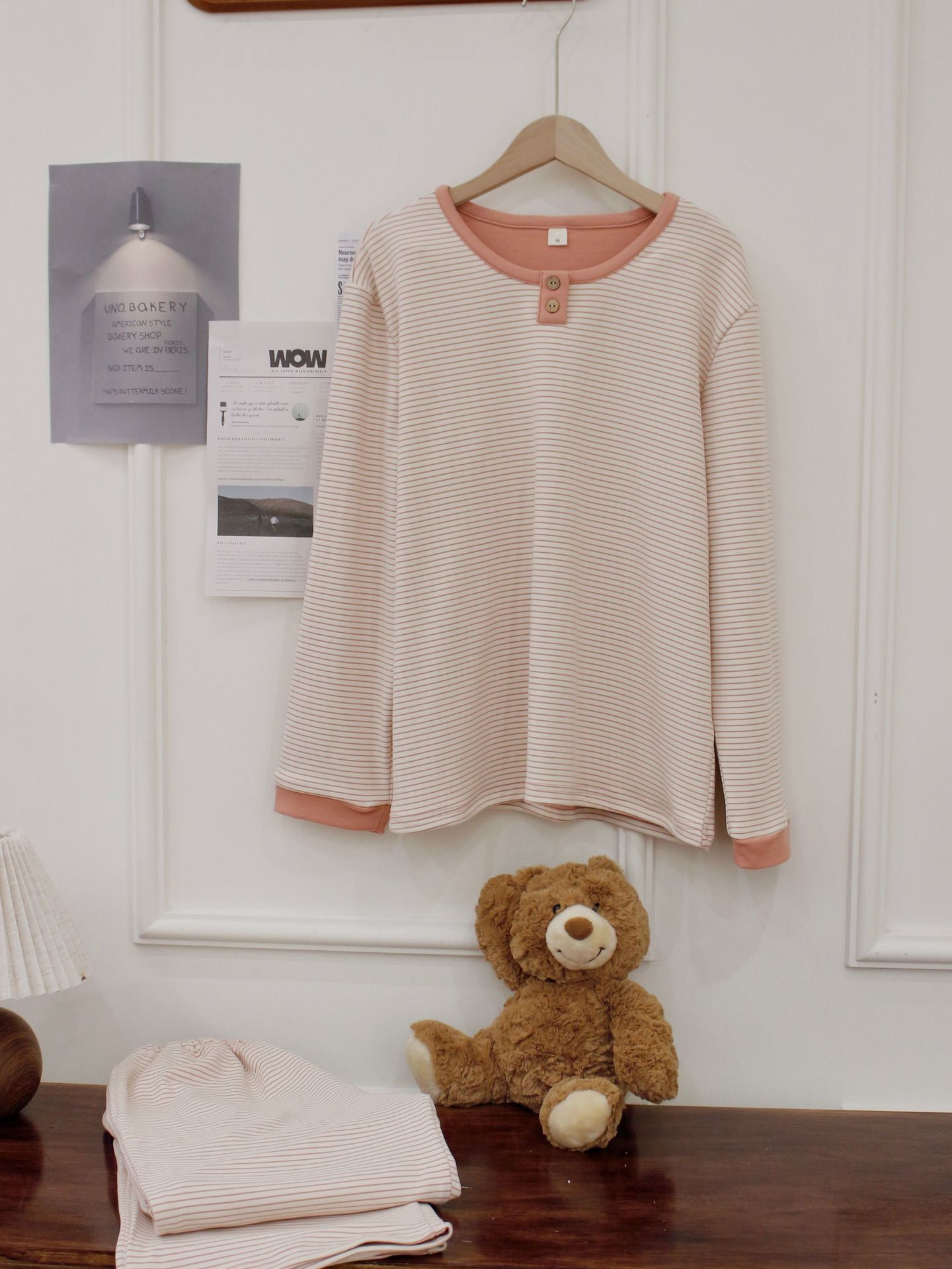 Round Neck Pullover De Velvet Pajamas Women's Autumn Long-sleeved Trousers Striped Homewear Suit