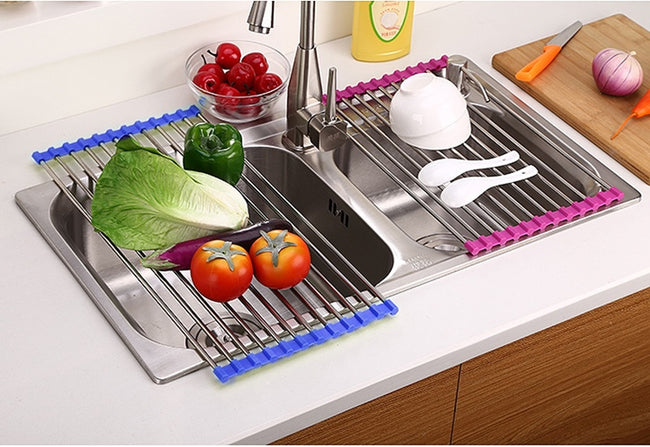 Folding Kitchen Drain Sink Rack Stainless Steel Main Image