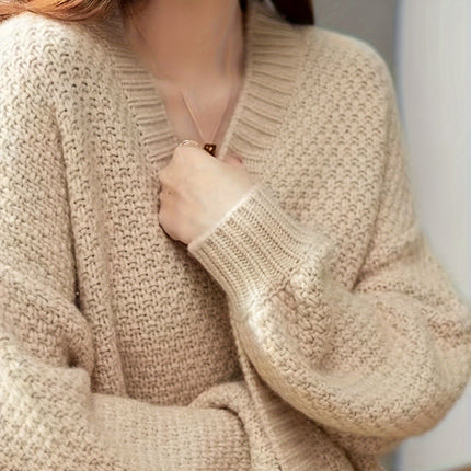 Casual Collarless Open Front Cardigan Polyester Blend Knit