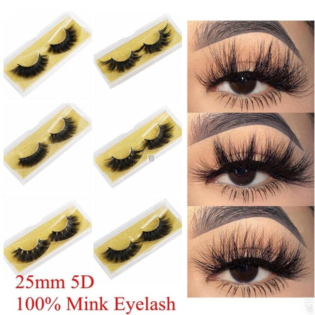 Mink Eyelashes 25mm Wispy Fluffy Fake Lashes Hover Image