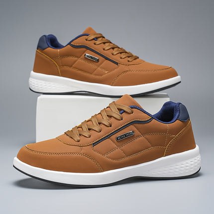 Men's British Style Low Top Sneakers Brown Navy All Season