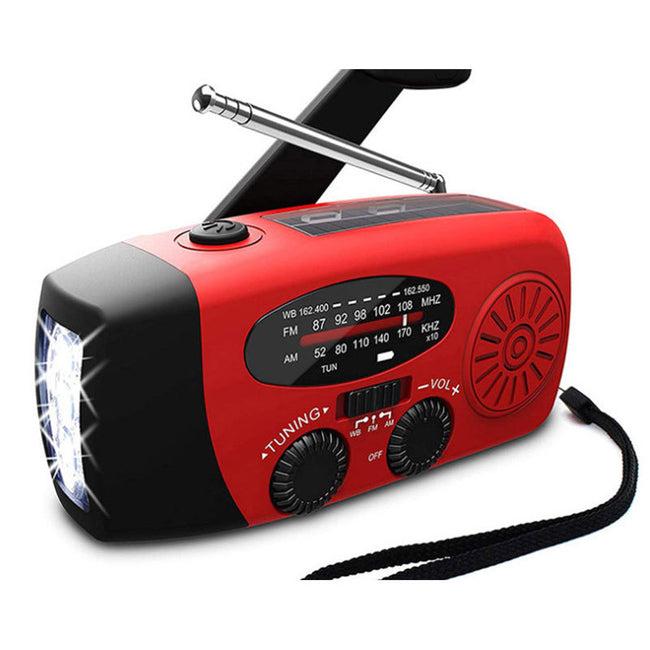 Solar hand crank USB charging radio flashlight Hover Image