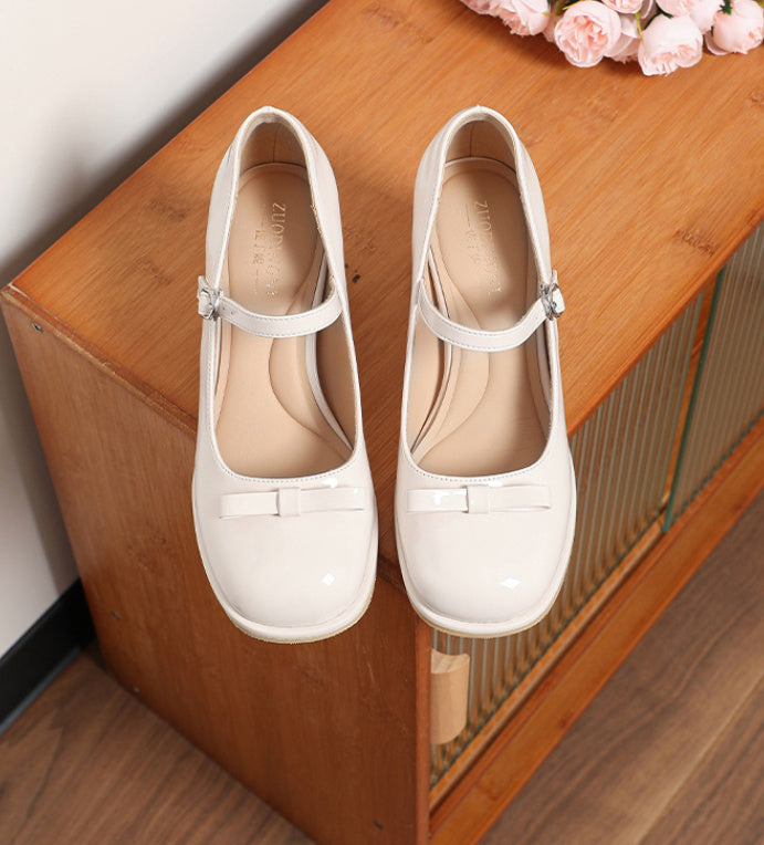 Chunky Heel Round Toe Large Size Wide Feet Mary Jane Shoes Women