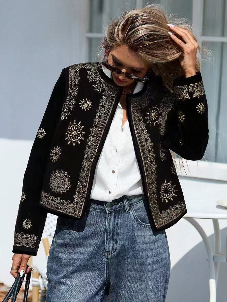 Coat Round Neck Hooded Casual Women's Printed Wear