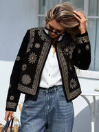 Coat Round Neck Hooded Casual Women's Printed Wear