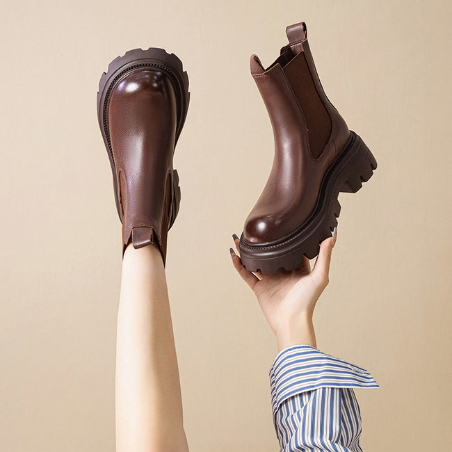 Women's Leather Thick-soled Leather Martin Boots Main Image