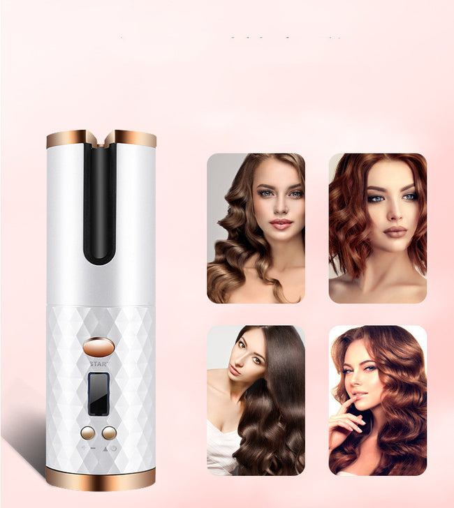 Rechargeable Automatic Hair Curler Women Portable Hair Curling Iron LCD Display Ceramic Curly Rotating Curling Wave Styer Main Image
